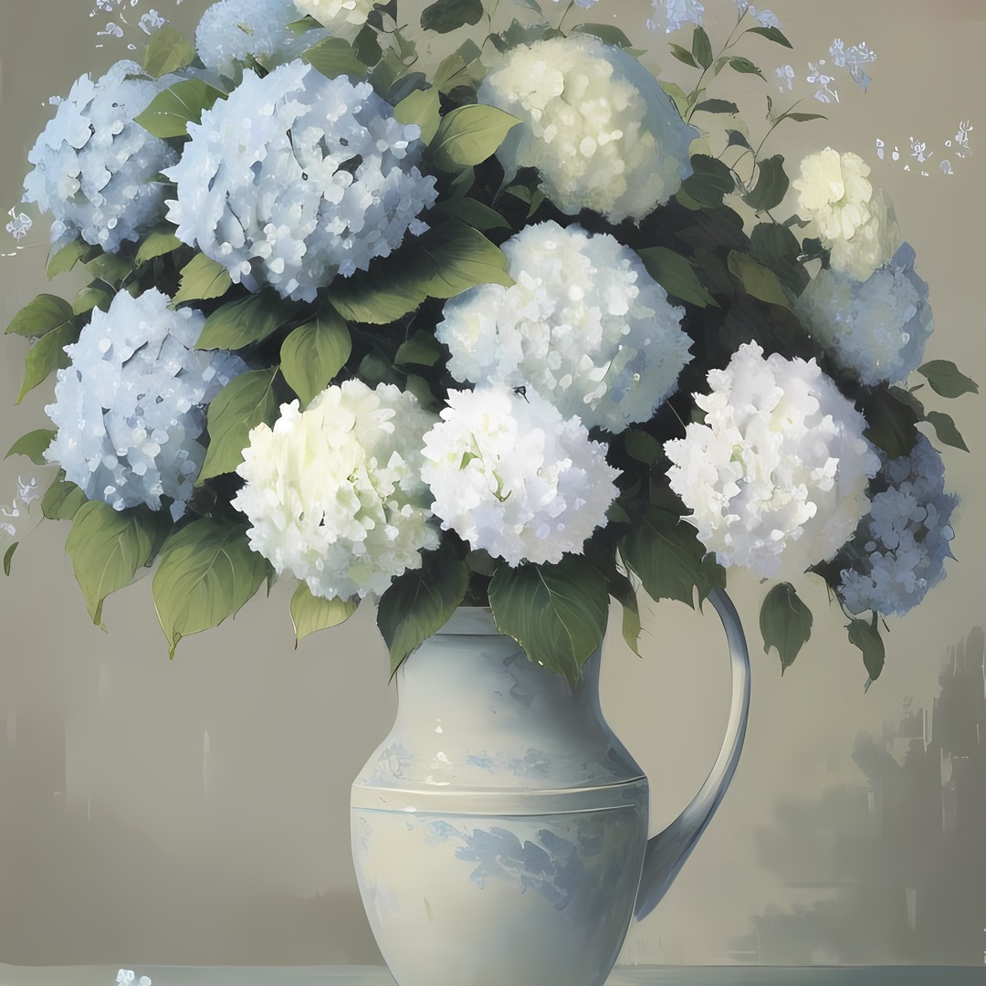 Vintage hydrangea bouquet print