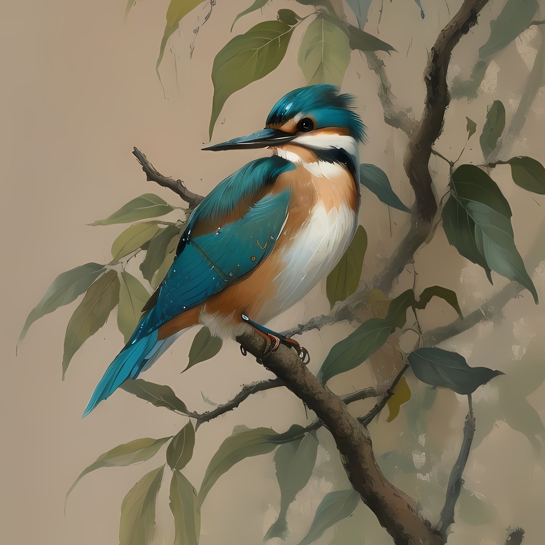 Vintage kingfisher painting